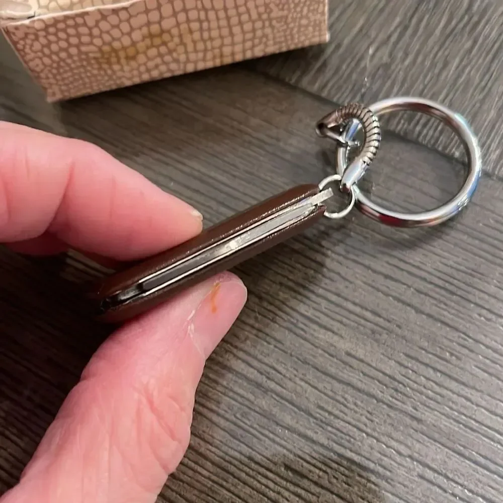 Vintage 1983 Avon Pocket Penknife Keychain Brown Simulated Leather